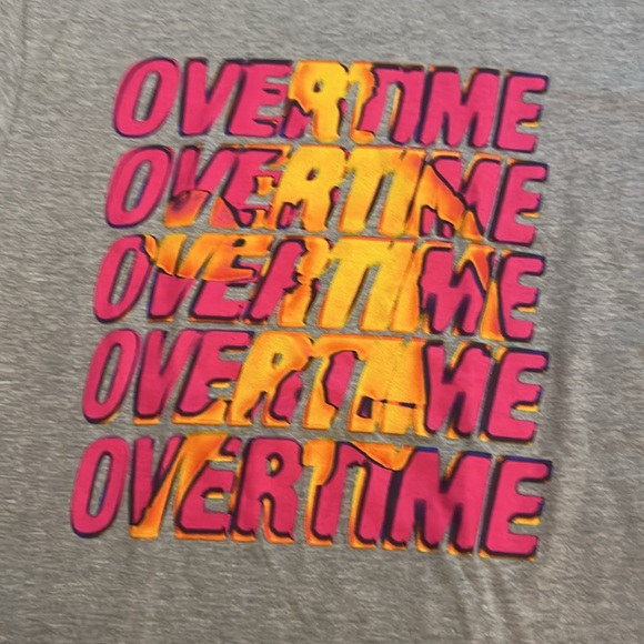 OVERTIME Graphic T Shirt Men's‎ Grey Short Sleeve Crew Neck Size Medium Verified - Picture 5 of 7